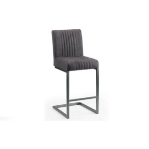Brooklyn Bar Stool Charcoal Grey Faux Leather & Gunmetal Frame