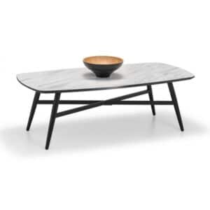 Caruso Marble Effect Coffee Table White with Black Legs