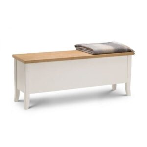 Davenport Storage Bench Seat Oak Veneer Top & Ivory Base