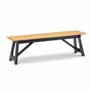 Hockley Dining Bench Solid Oak Seat Pad with Black Trestle Legs
