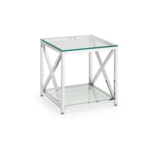 Miami Lamp Table Glass Tops on Chrome Frame