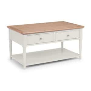 Provence 2 Drawer Coffee Table Limed Oak Top on Grey Frame