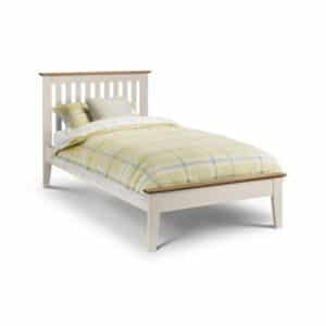 Salerno Shaker Bed 90cm Single Two Tone Stone White & Oak