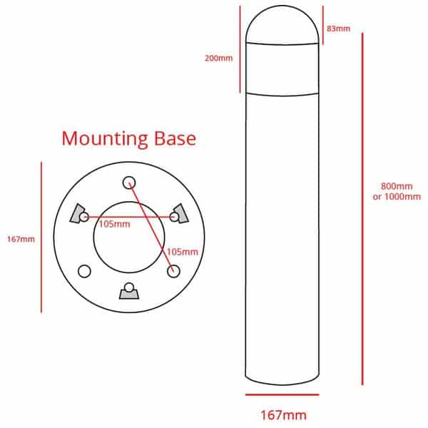 Boleda Ventus 20W LED Bollard Light with Sensor (1M Surface Mount) - Image 5