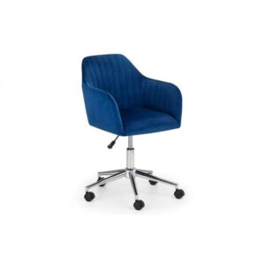 Kahlo Velvet Swivel Office Chair Blue Fabric & Chrome Base
