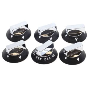Thetford Two Piece Control Knobs Chrome/Black (Pack of 6)
