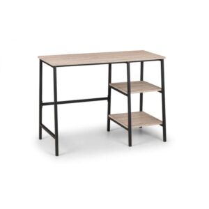 Tribeca Desk with Shelves Sonoma Oak Effect Tops on Black Frame